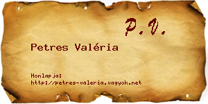 Petres Valéria névjegykártya